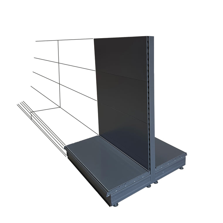 Dark Grey K50 Shelving Gondola - Add-on bay - 57cm deep base with plain back panels