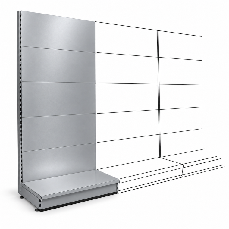 K50 Add-on Wall Bay - Plain Back Panels, 30cm deep base, Silver