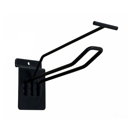 Black slatwall euro hook with overarm or price ticket, black, 15cm 
