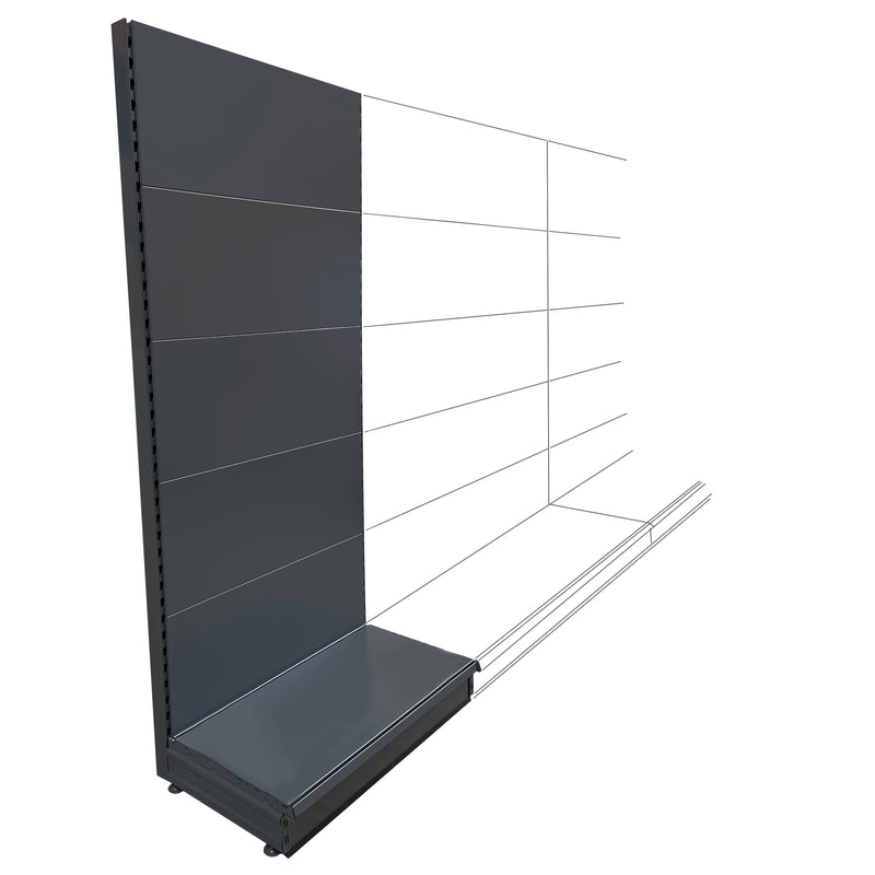 Add-on K50 shop shelving wall bay - dark grey - plain back panels and 37cm deep base shelf 