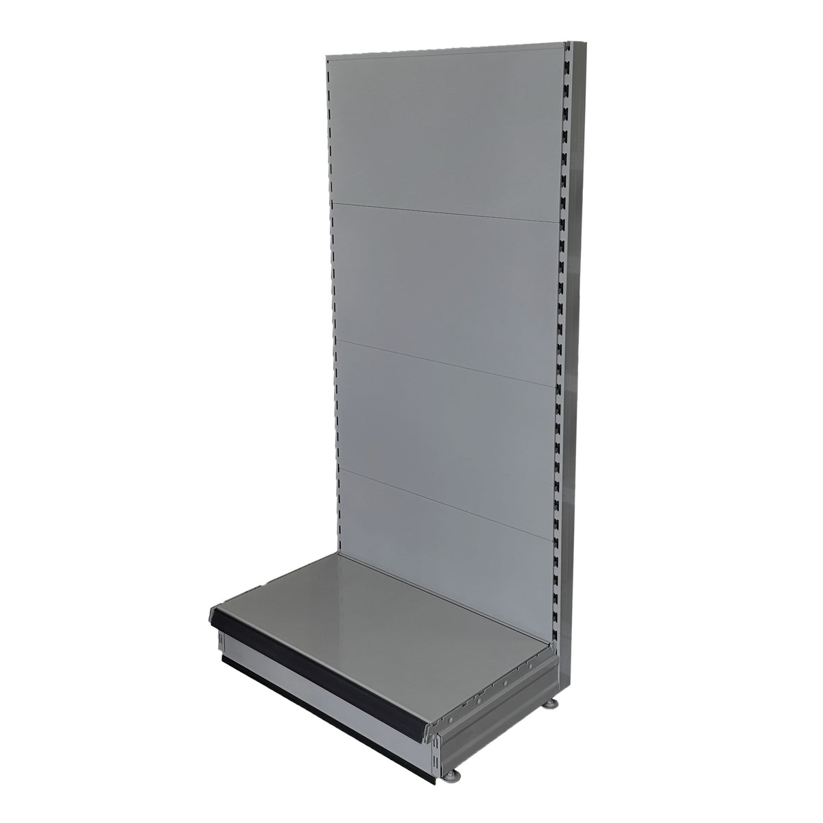 Silver gondola end unit 1.6m tall, 30cm deep base shelf