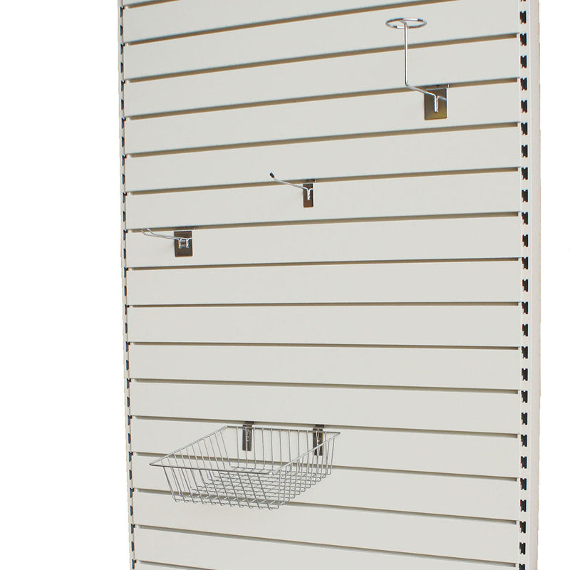 K50 Metal Slatwall Panel, Jura White - 125cm