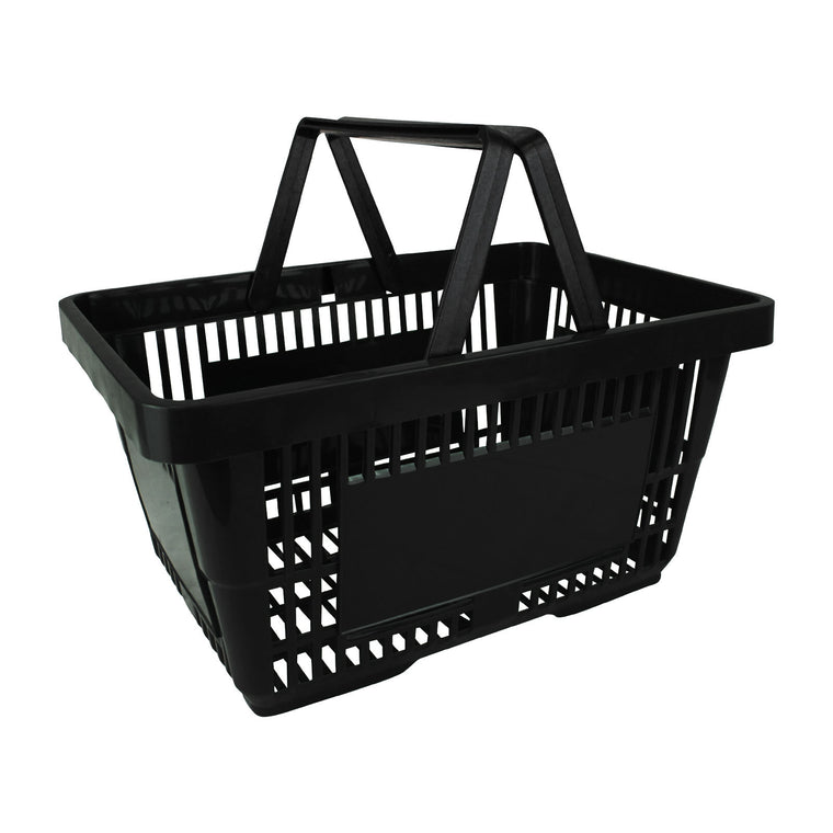 Shopping Basket, Plastic, 22 Litre, 2 Handle - Black