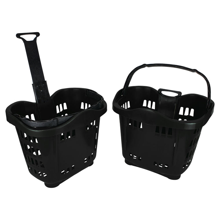 Wheeled Shopping Basket Black