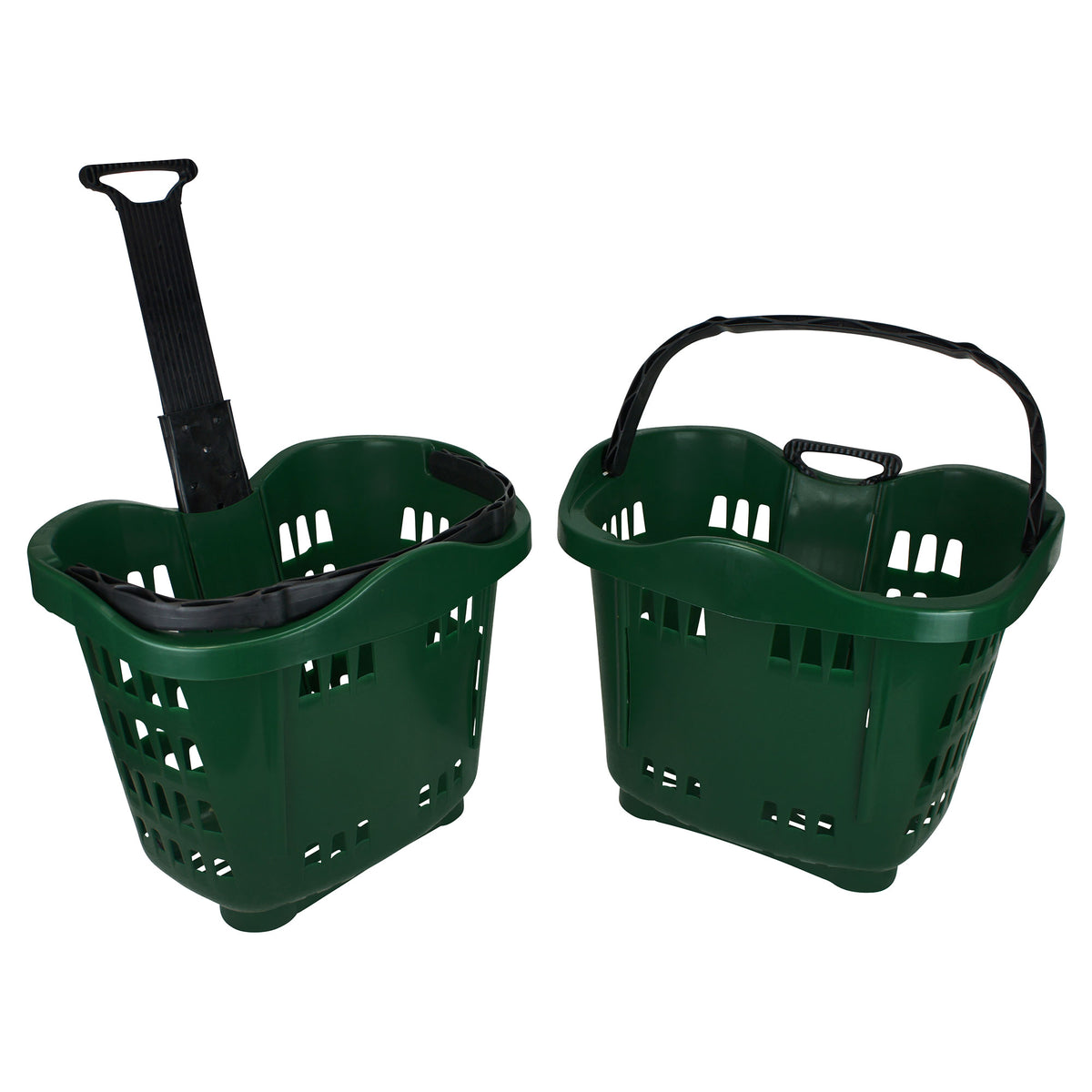 Wheeled Shopping Basket, 43 litre, Pull or Carry - Green