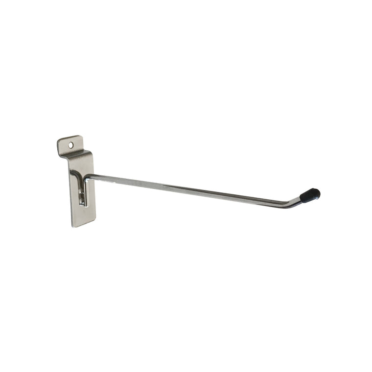 25cm long single prong slatwall hook chrome