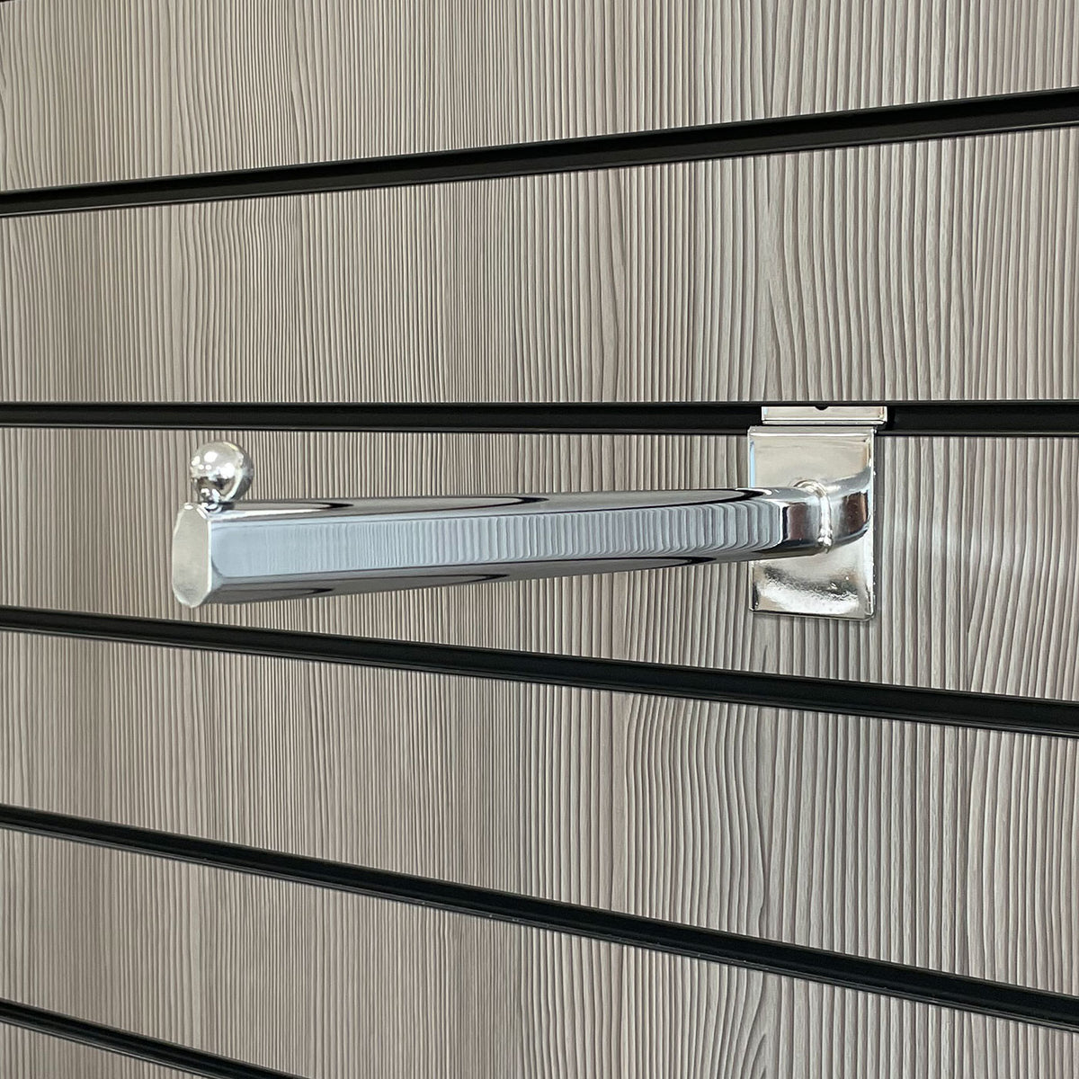 Oval Straight Arm for Slatwall, 30cm long, Chrome