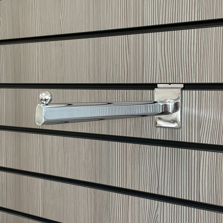 Oval Straight Arm for Slatwall, 30cm long, Chrome
