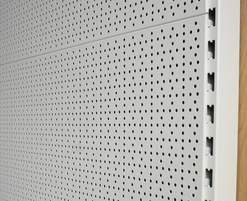 K50 Back Panels, Perforated / Peg, Jura White - 125cm wide