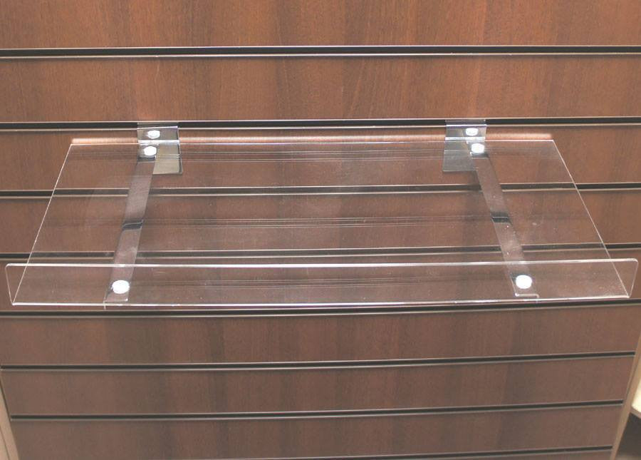 Reversible Acrylic L-Shelf on Chrome Brackets - 60 x 30cm