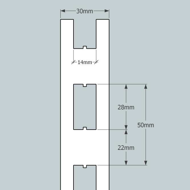 K50 Column Extension 400mm, for 60 x 30mm Column, Jura White