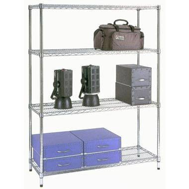 4 Shelf Chrome Shelving Unit - 122 wide x 46 deep x 183cm high