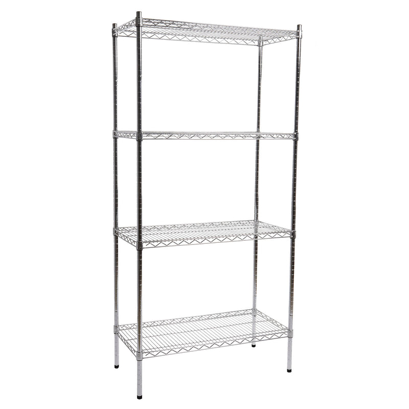 4 Shelf Chrome Shelving Unit - 91.5 wide x 61 deep x 153cm high
