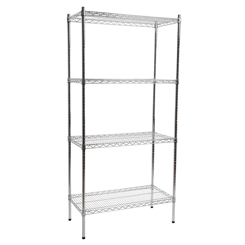 4 Shelf Chrome Shelving Unit - 91.5 wide x 61 deep x 183cm high