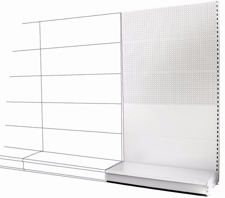 K50 Add-on Wall Bay - Mixed Peg & Plain Back Panels, 37cm deep base