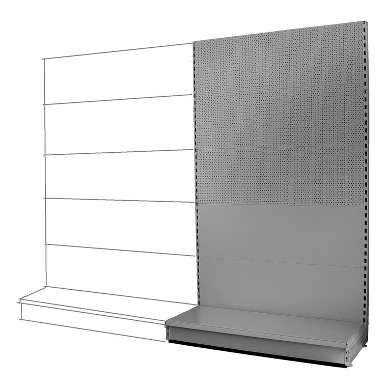 K50 Add-on Wall Bay - Mixed Peg & Plain Back Panels, 37cm deep base, Silver