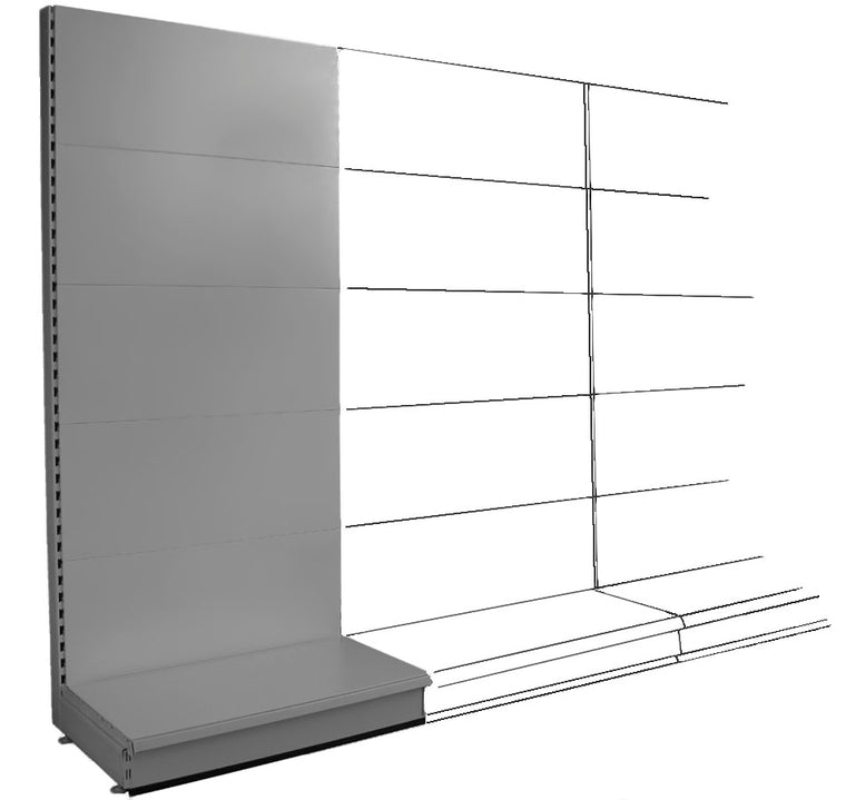 K50 Wall Bay in Silver Grey, plain back panels 47cm deep base shelf