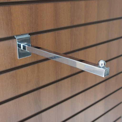 Straight arm for slatwall, ideal for garments 