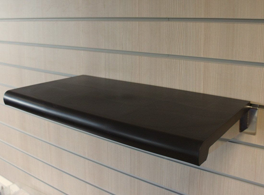 Black Bullnose Shelf for Slatwall - with brackets