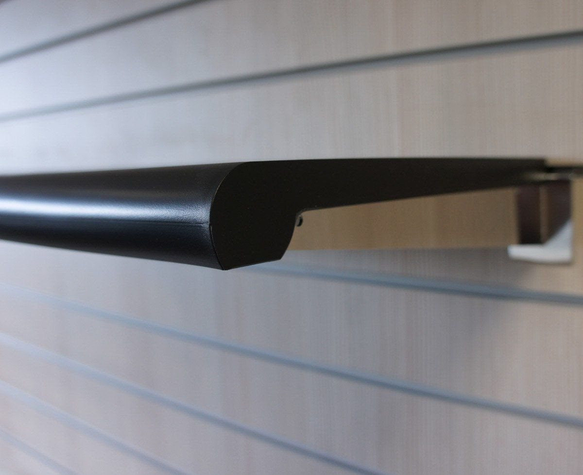 Black Bullnose Shelf for Slatwall - with brackets