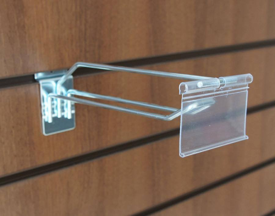 Euro Slat Hook with Overhead Arm for Price Ticket - Polished Zinc - 20cm
