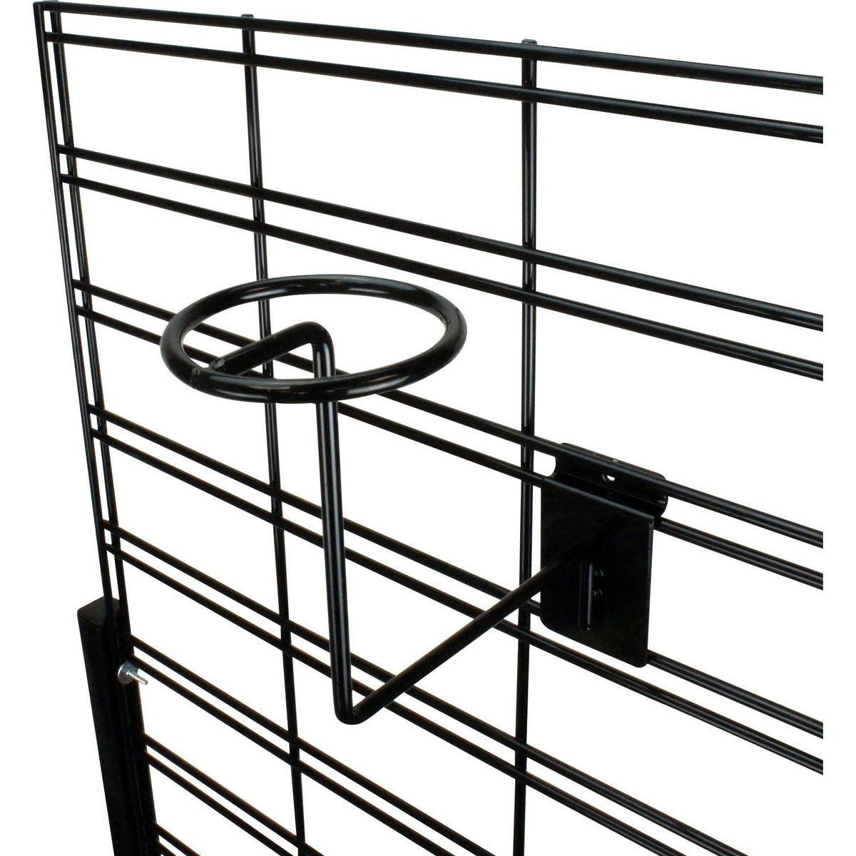 Hat, Cap, Millinery arm for slatwall in black finish