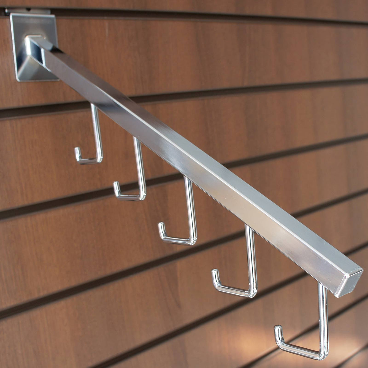 sloping J arm for slatwall chrome