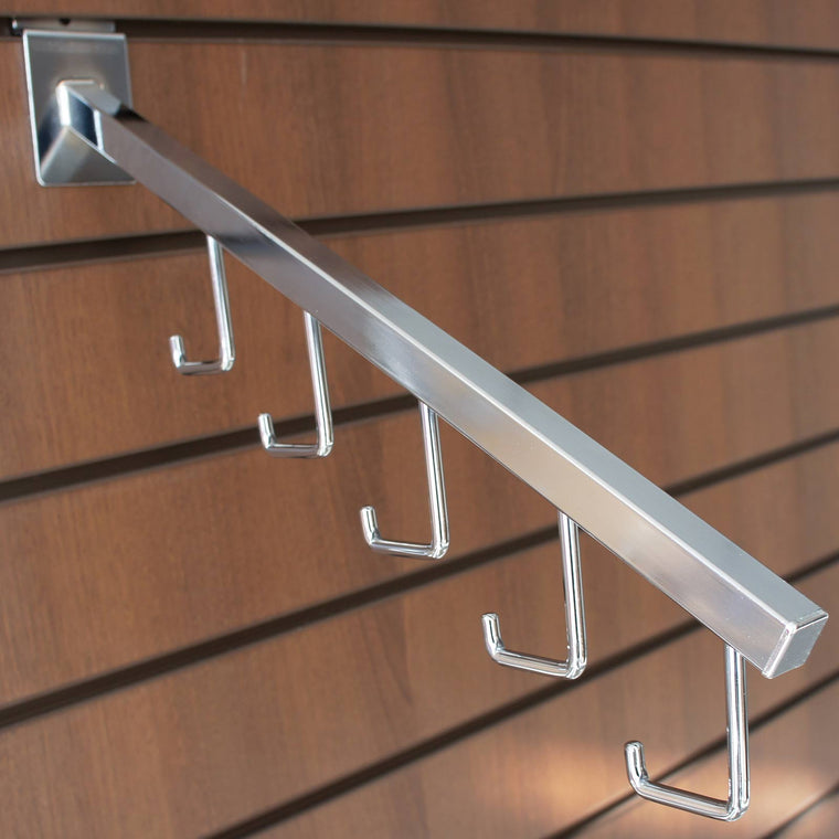 sloping J arm for slatwall chrome