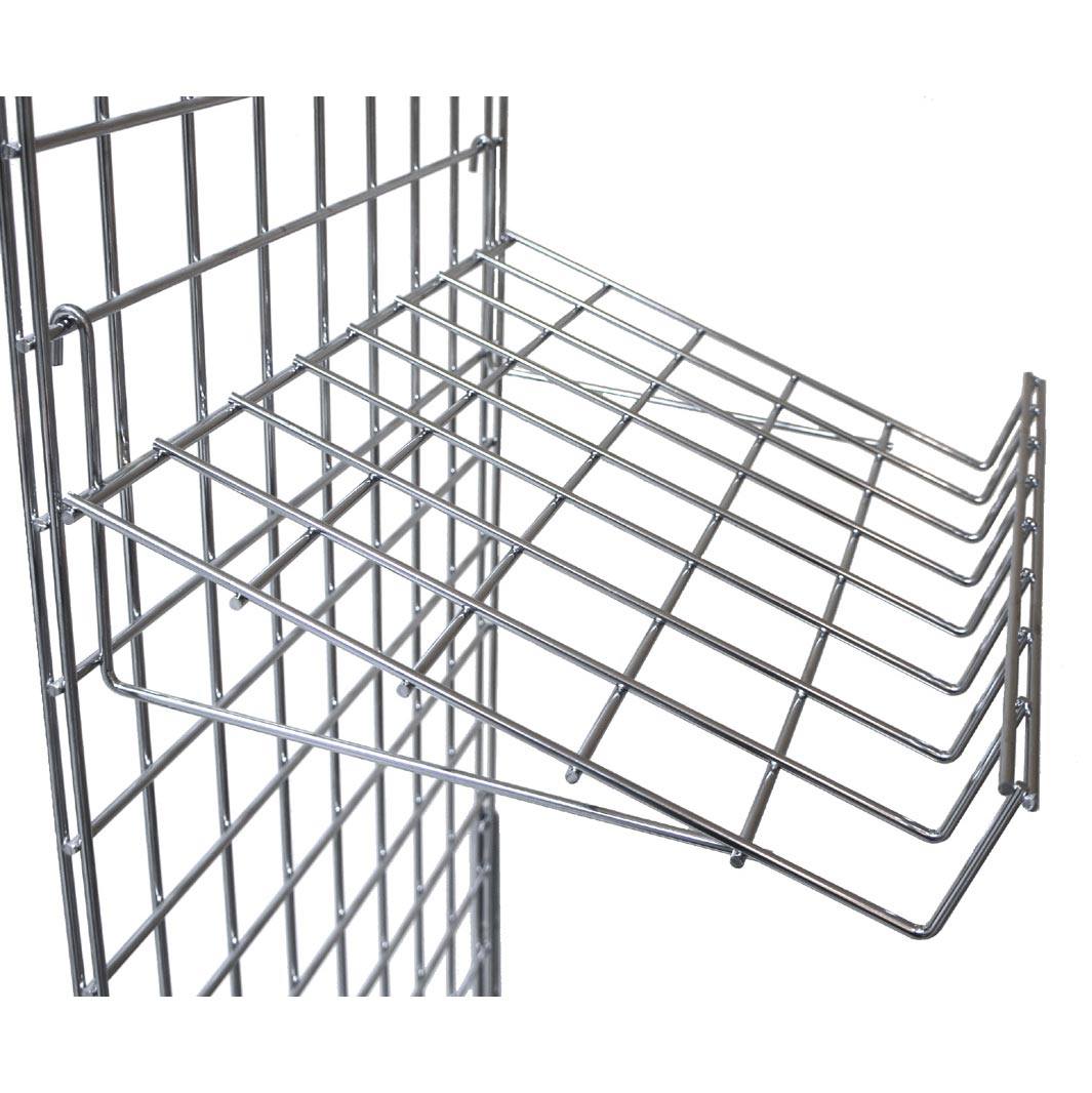 sloping mesh shelf for grid panels